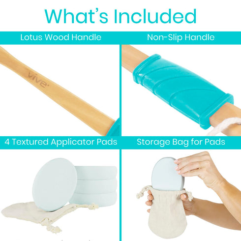 Vive Lotion Applicator for Back, Feet - 17.5" Long Handle Cream Wand for Elderly, Women, Apply Medicine, Skin Cream