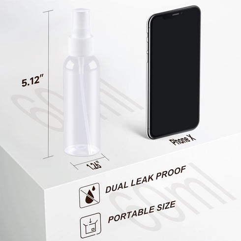 ZEJIA Small Spray Bottle 2OZ - Refillable Mini Plastic Travel Spray Bottle with Labels (3 Pack)