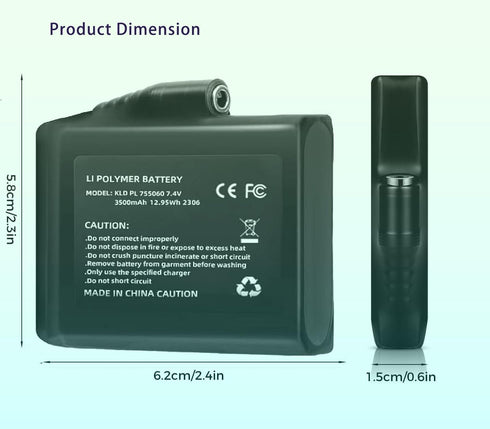 Svenirven 7.4V Set (3500mAh) Batteries for Heated Gloves - Rechargeable Lithium Polymer Replacement Compatible