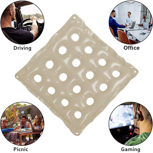 Inflatable Seat Cushions with Air Vent, Grey 19 Inch Air Cushion for Office Chair and Wheelchair Use