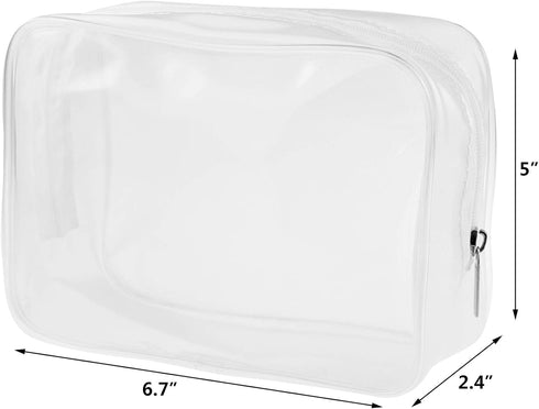 5 Packs Clear Cosmetics Bag TSA Approved, PVC Zippered Toiletry Carry Pouch Portable Makeup Bag for Vacation Travel, Bathroom and Organizing Waterproof Makeup Vinyl Case (Medium, White)