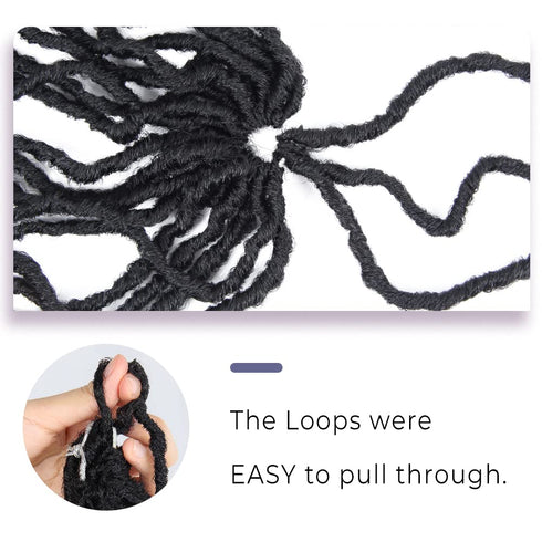 Niseyo Faux Locs Crochet Hair 14 Inch - 6 Packs Short Pre Looped Synthetic Hair Extensions (Jet Black)
