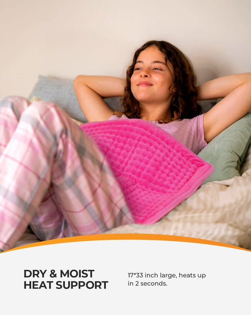 Pink Heating Pad for Period Cramps, CooCoCo FSA Wearables Large Heated Pad, HSA Store Eligible Menstrual Heat Pad, Cute