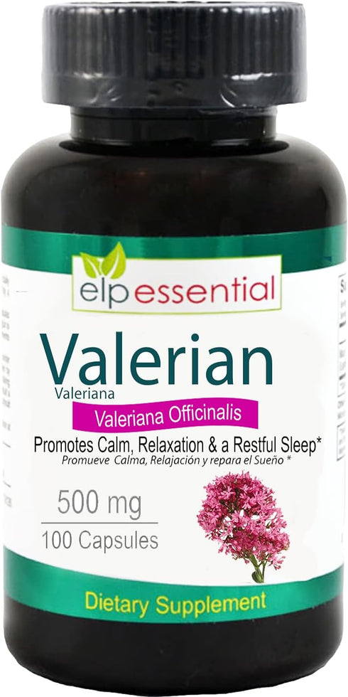 Organic Valerian Root Capsules - 500mg Herb Extract Supplement - 100 Pills for Relaxation and Sleep Support