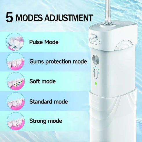 Water Flosser Multifunctional Rechargeable Portable Tooth Cleaner, 200 ml Telescopic Water Tank, 4 Tips