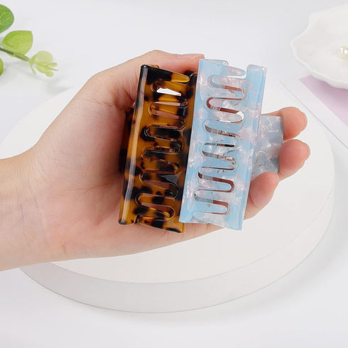 laxizar Hair Claw Clips 8 Pack, Tortoise Barrettes Rectangle Shape, 3 Inch Fashion Clips for Women