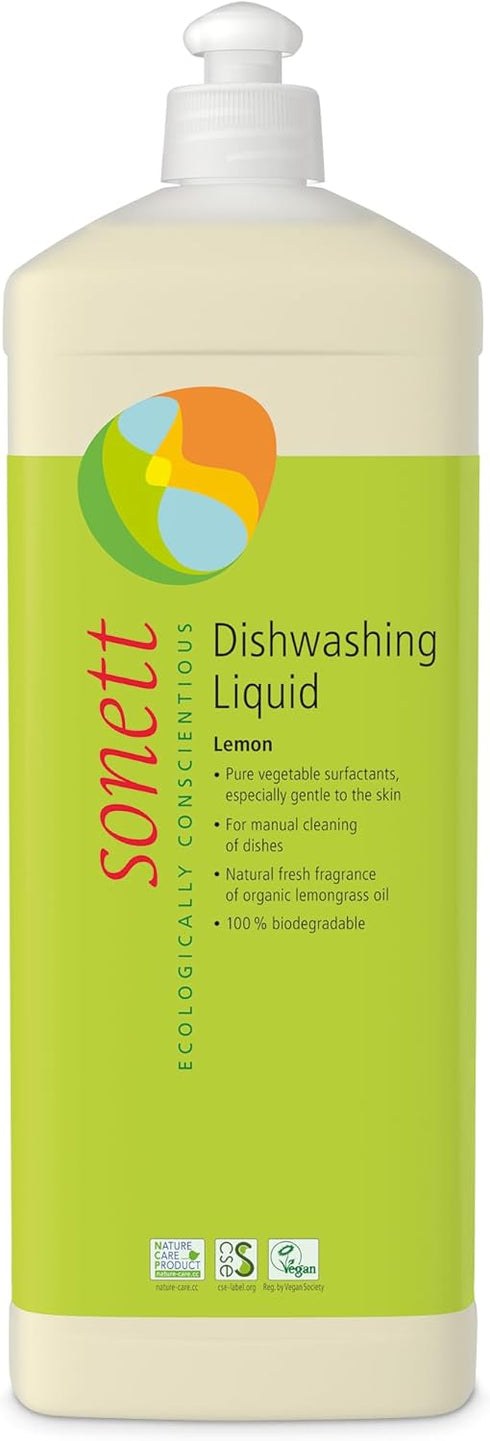Sonett Organic Dishwashing Liquid, 100% Biodegradable, Lemon, 34 Fl.Oz (1 Count)