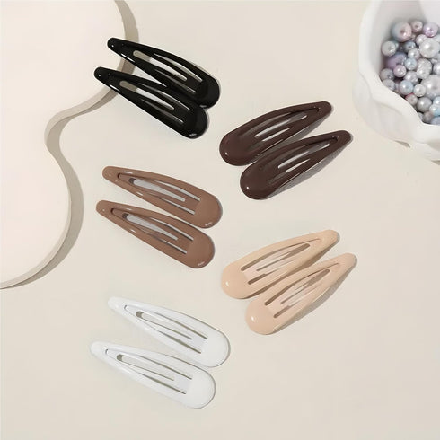 Snap Hair Clips for Women, Water Drop Non Slip Heavy Coated Metal Hair Barrettes, Mixed Color 20 PCS