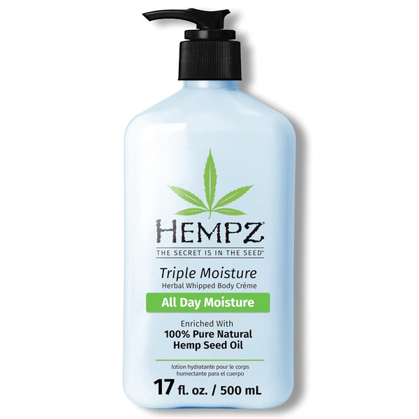 HEMPZ Triple Moisture Body Moisturizer, 17 Oz - Hydrating Lotion with Minerals, Vitamin C, & Hempseed Oil