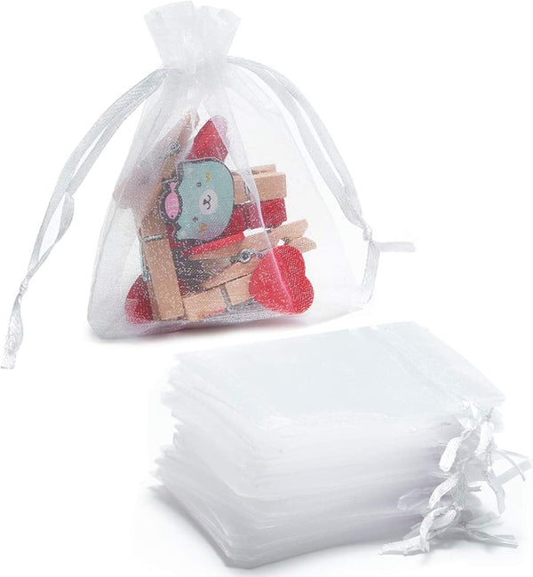 Tendwarm 100 Pcs Sheer Organza Bags - 3x4 Inch Gift Bags for Party, Wedding, Christmas with Drawstring