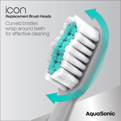 AquaSonic Icon Replacement Brush Heads | 2 Brush Heads | Compatible with AquaSonic Icon Toothbrush | for Normal &