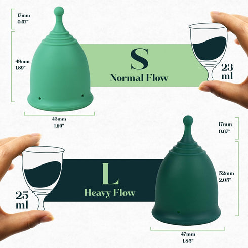 Set 2 100% SHORDY Reusable Menstrual Cups (Small & Large) of with Box, Soft Silicone, Copa Menstruelle, Period Cup