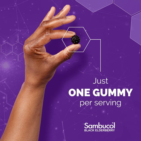 Sambucol Black Elderberry Gummies for Kids, 30 Count - Added Vitamin C & Zinc, Delicious Berry Taste