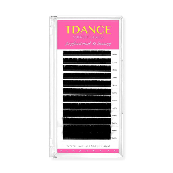 TDANCE Premium D Curl 0.03mm Thickness Semi Permanent Individual Eyelash Extensions in Mixed Lengths