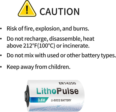 LithoPulse ER14250 1/2AA 3.6V 1200mAh LS14250 ER14250Battery Lithium Battery for Water Electricity Gas Meter PLC