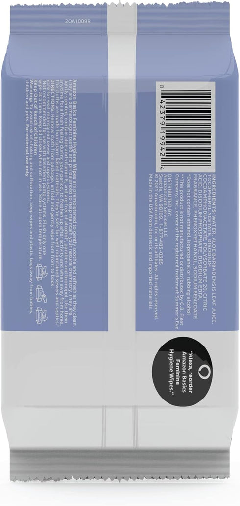 Amazon Basics Feminine Hygiene Wipes, Alcohol Free, pH Balanced, 168 Count (4 Packs of 42)