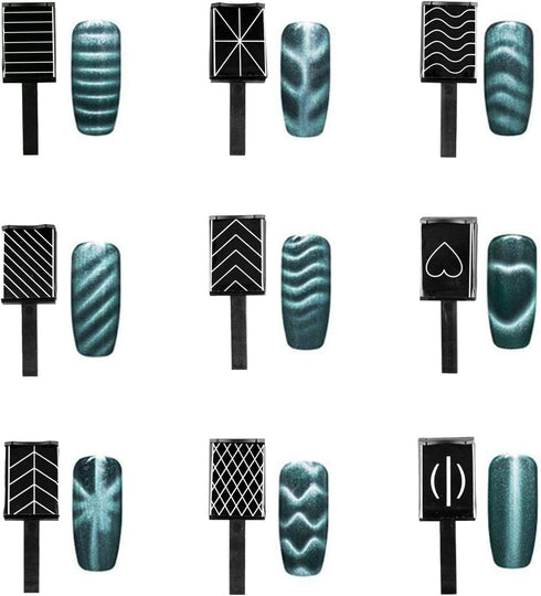 Ideal Swan 11 Piece Magnet Nail Art Polish Tool Set, Cat Eye Gel Polish 3D Gel Nails Plastic Tool for DIY, Salon,