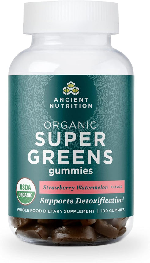 Ancient Nutrition Supergreens Gummy, Organic Superfood Gummy Made from Real Fruits, Vegetables