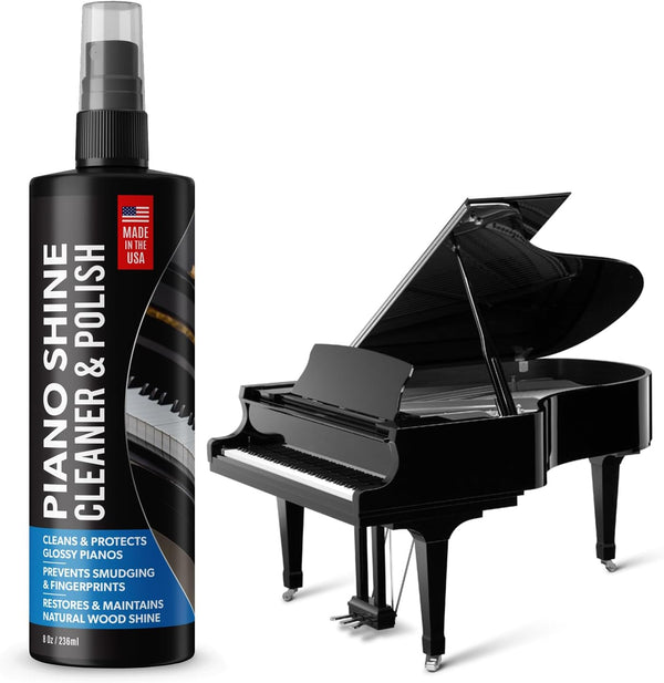 Piano Shine Polish & Cleaner 8 oz - Clean, Polish, Wax & Protect Glossy Pianos, UV Protectant