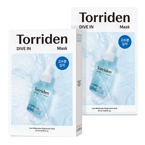 Torriden DIVE-IN Hyaluronic Acid Facial Sheet Masks | 10 Count Moisturizing Sheet Mask for Sensitive, Dry Skin, Vegan &