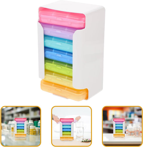 TOPPERFUN 7-Day 6 92mm 65mm 20mm Travel Medicine Organizer Portable Plastic Pill Box with Compartments, Compact Weekly