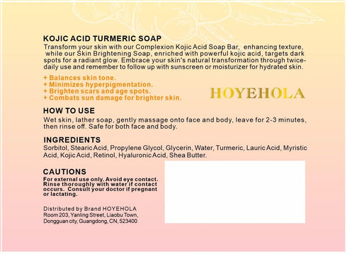 Kojic Acid Turmeric Soap Bar - Dark Spot Remover for Face, Even Skin Tone, Moisturizing Natural Ingredients