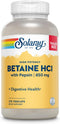 SOLARAY Betaine HCL with Pepsin - High Potency Hydrochloric Acid Formula for Healthy Digestion, 60-Day Guarantee, 275