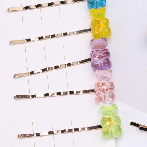 Mixed Cartoon Panda Bear Hair Clips, Gummy Bear Candy Hairpin Barrette for Kids Girls