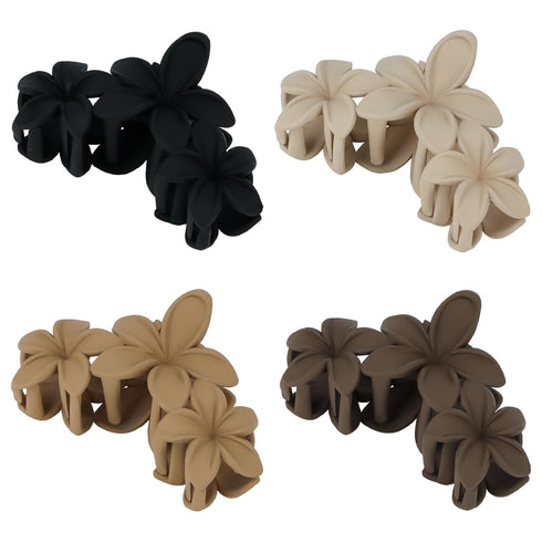 Ondder 4 Pcs Flower Hair Clips for Women, 4.5 Inch Large Matte Claw Clips for Thick Hair