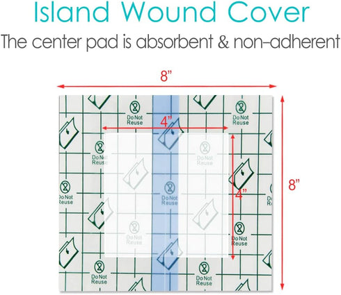 Hola Health 8"x8"(Pack 25) Waterproof Shower Cover Shields, Non-Stick Center Pad for Dialysis Port Picc Line Chest