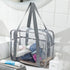 SxoSyo Large Clear Makeup Bags, Transparent Travel Toiletry Bag for Women, Bathroom Organizer with Handle (Silver Grey)