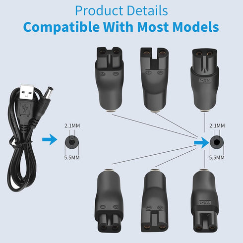 Power 5V USB Charger Cord Replacement Adapter for Various HQ8505 Philips Norelco Shavers, Electric Razor, SURKER