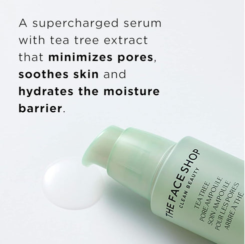 The Face Shop Tea Tree Pore Ampoule, Soothes & Moisturizes Skin, Exfoliating Face Serum, Korean Skin Care