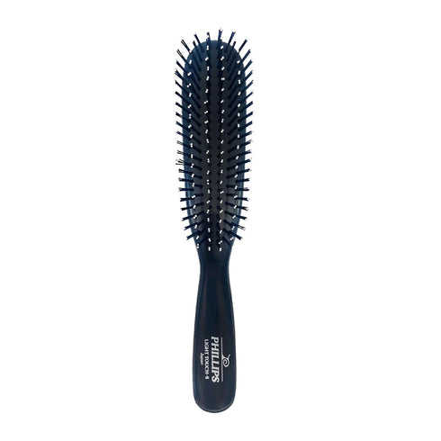Phillips Brush Co Light Touch Hair Brush - 8 Inch, Black, Twin Beaded Nylon Bristles for Styling & Detangling
