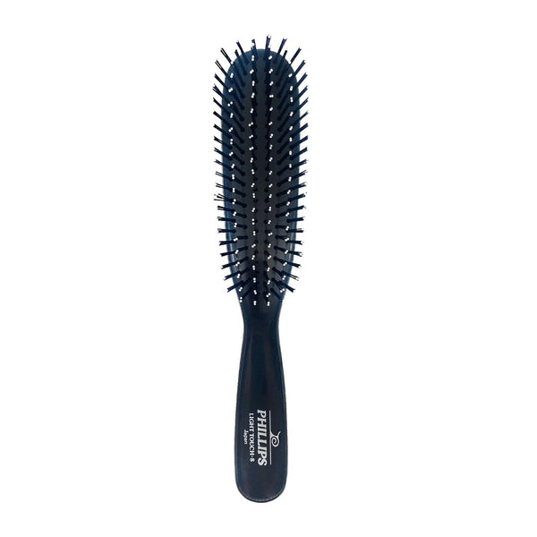 Phillips Brush Co Light Touch Hair Brush - 8 Inch, Black, Twin Beaded Nylon Bristles for Styling & Detangling