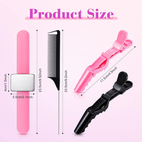 Syhood 14 Pcs Hair Braiding Tools, Magnetic Pin Wristband, Stainless Steel Pintail Rat Tail Comb, Alligator Sectioning