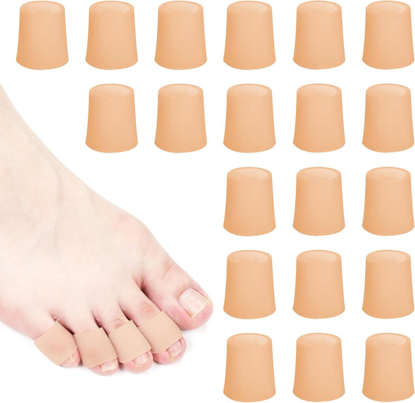 20 Pieces Toe Sleeves, Gel Toe Protectors, Breathable Toe Covers for Bunion Overlap Toe Hammer Toes Pain Relief (Skin