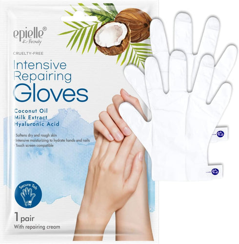 Epielle Intensive Repairing Gloves for Dry and Cracked Hands - 6 Pack | Coconut Oil, Milk Extract, Hyaluronic Acid | Beauty and Skincare Gifts