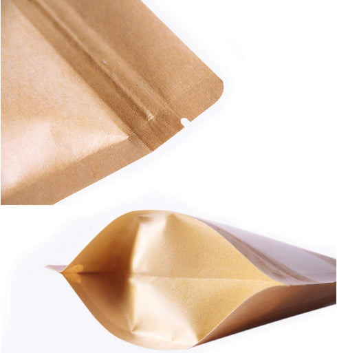 Kingrol 150 Count Kraft Paper Bags - 4.7 x 7.8 Inch with Resealable Lock Seal Zipper & Transparent Window