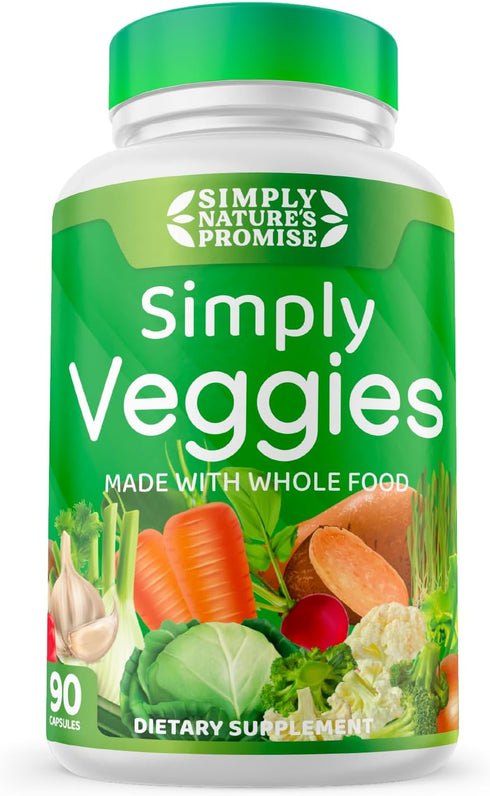 Simply Nature's Promise - 90 Veggie Capsules with Whole Food Superfoods, Beta Carotene & 18 Vegetables - 100% Soy Free