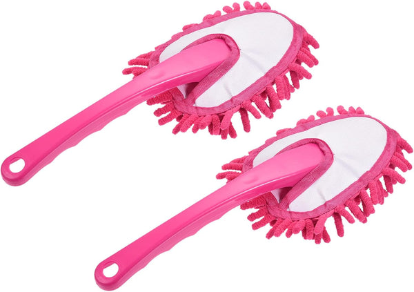 MECCANIXITY Microfiber Chenille Duster - Washable Cleaning Brush for Home, Kitchen, Office, Red, Pack of 2