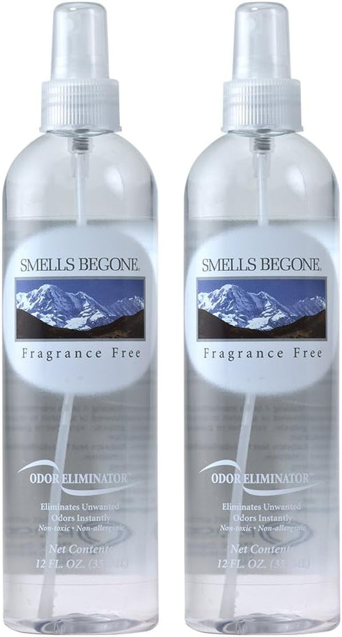 SMELLS BEGONE Air Freshener Spray, 12 oz, Pack of 2, Odor Eliminator for Smoke, Trash Cans, Cars, Pets