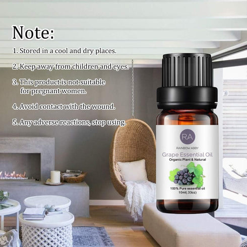 Grape Essential Oil 10ML - 100% Pure Organic Natural Flower Oil for Diffuser, Massage & Skin Care