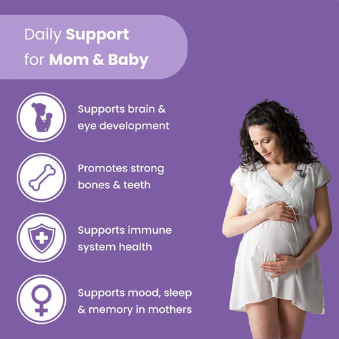 Prenatal DHA for Women 600mg + 400 IU Vitamin D3, 120 Softgels for Brain Health during Pregnancy