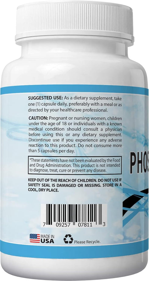 Absonutrix Phosphatidylserine 515 mg - 4 Fl Oz Large Bottle, 120 Servings, Made in USA, Quick Absorption