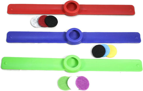 Kids Essential Oil Diffuser Sport Set - 3 Slap Bracelets in Red, Blue, Green for Boys - Unscented