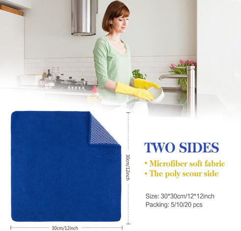 SINLAND Microfiber Dish Cloth for Washing Dishes, Best Kitchen Washcloth Cleaning Cloths, 12inchx12inch, 10 Pack