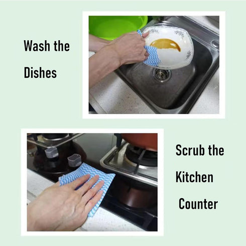 Cleaning Cloths Wipe Roll, Reusable Kitchen Cleaning Wipe, Wash Rags for Home, Kitchen Use (Blue)