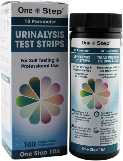 One Step 10A Urine Test Strips, 100 Strip Tub for Men & Women, 10 in 1 Parameters for UTI Infection and Urinalysis
