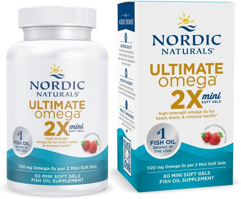 Nordic Naturals Ultimate Omega 2X Mini, 60 Mini Soft Gels, 1120 mg Omega-3, High-Potency Fish Oil Supplement,